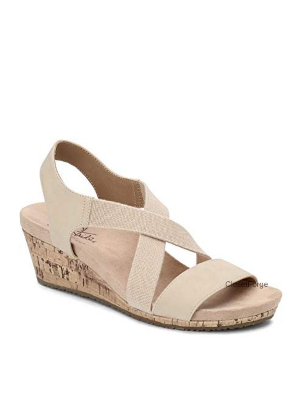 Womens Faux Leather Wedge Sandals Slip On Slingback Mid Heel 2in Comfort